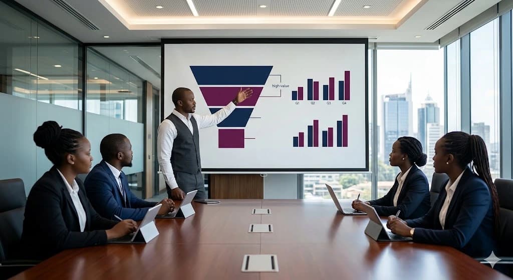 Business team reviewing pipeline and revenue data for WizSales